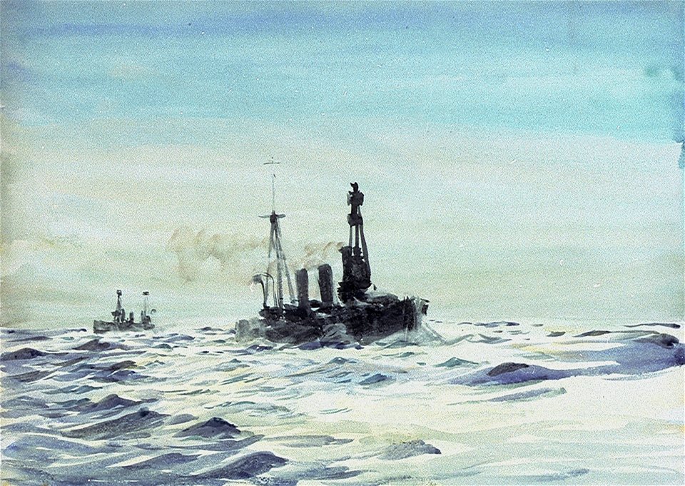 Two fighting vessels at sea RMG PV0061