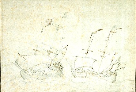 Two Dutch ships in a strong breeze and a heavy sea RMG PW6815