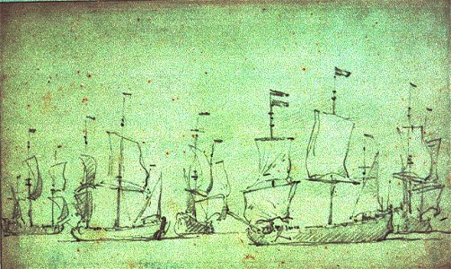 Two ships in stays with three before the wind RMG PV5257
