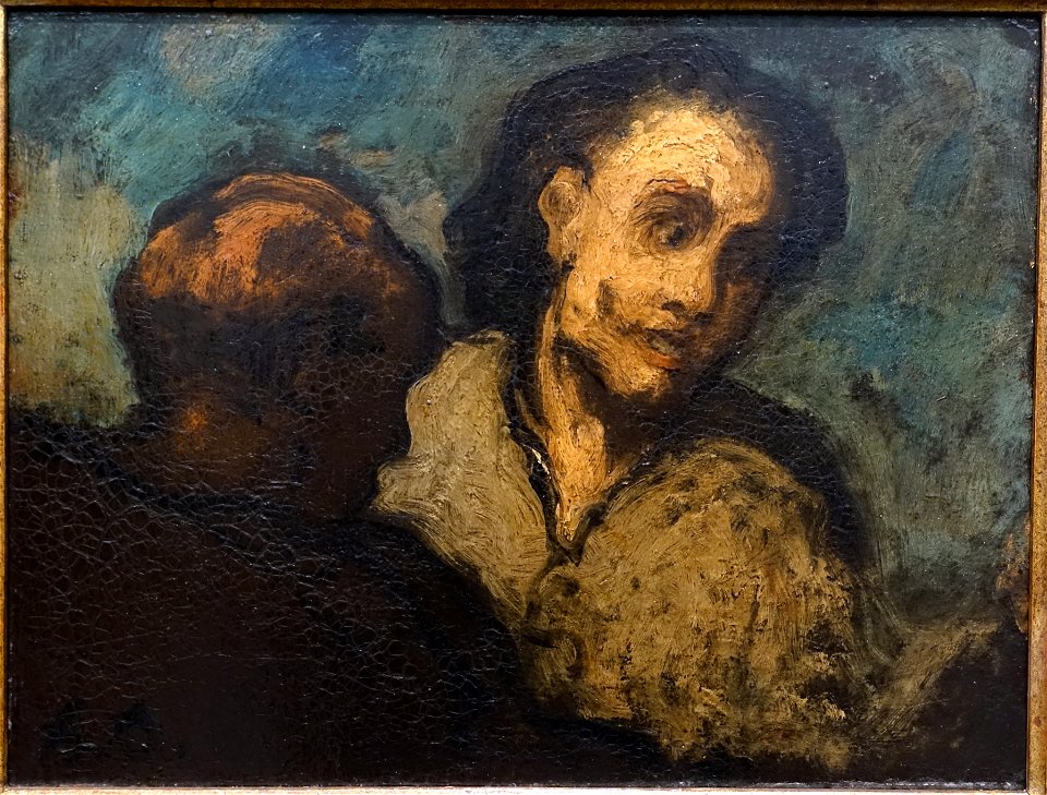 Two Heads by Honore Daumier, c. 1858-1862, oil on wood - Museu de Arte de São Paulo - DSC07334