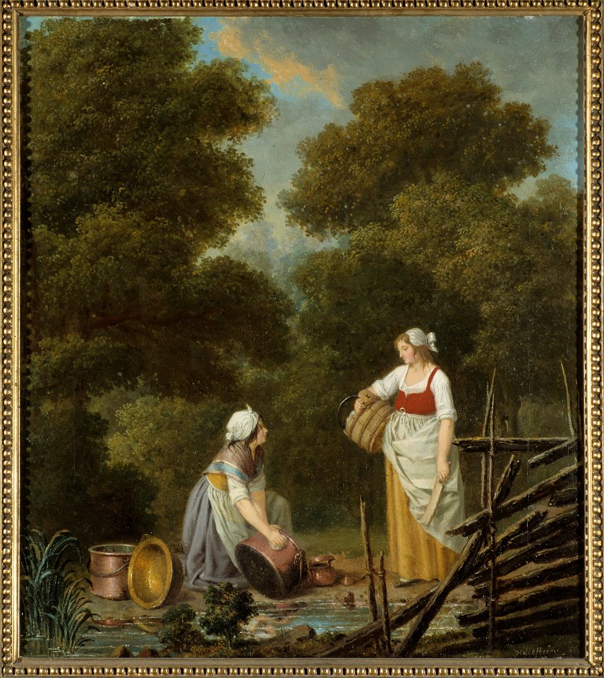 Two Maid-Servants at a Brook (Pehr Hilleström d.ä.) - Nationalmuseum - 18783