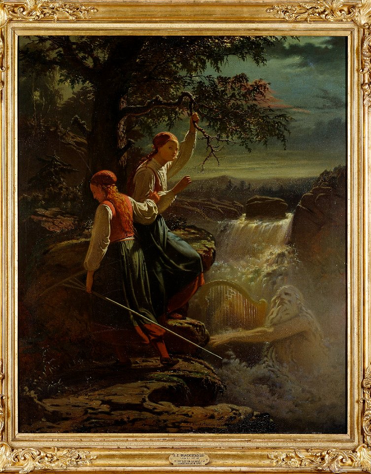 Two Peasant Girls Listening to the Playing of the Water-Sprite (Johan Zakarias Blackstadius) - Nationalmuseum - 21700