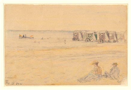 Two women on a beach, drawing by James Ensor, Prints Department, Royal Library of Belgium, S. IV 344