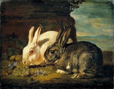 Two Rabbits, Detail from Animal Piece (David de Coninck) - Nationalmuseum - 17906