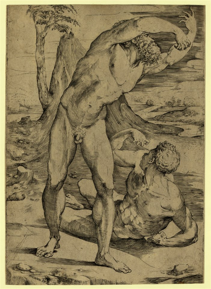 Two nude men- one standing, one reclining - Micarino, fec. LCCN2008675416