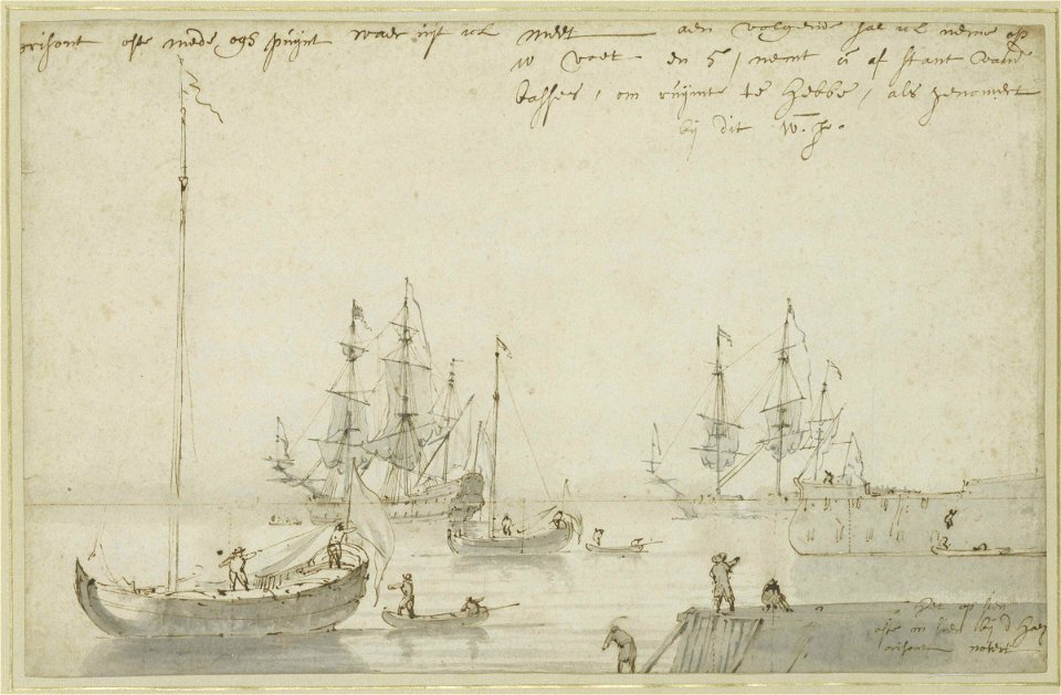 Two Dutch yachts and several ships at anchor RMG PW7025