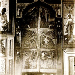 Tzar gate in saint Demetrius church in Staraya Ladoga