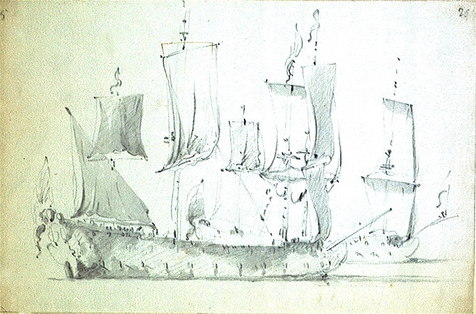 Two English ships becalmed RMG PW6897