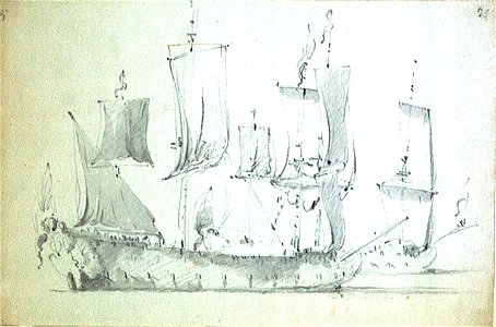 Two English ships becalmed RMG PW6897
