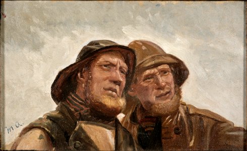 Two Fishermen. Study (Michael Ancher) - Nationalmuseum - 19779. Free illustration for personal and commercial use.