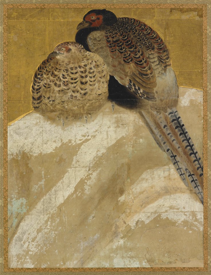 Two pheasants on a snow bank - Google Art Project
