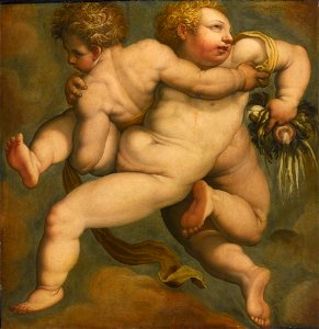 Two Putti, Allegory of Winter by Giorgio Vasari. Free illustration for personal and commercial use.