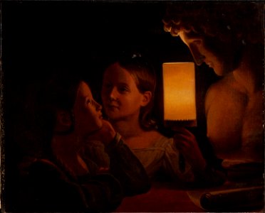 Two Children Illuminating a Sculpted Bust (Johan Gustaf Sandberg) - Nationalmuseum - 133159