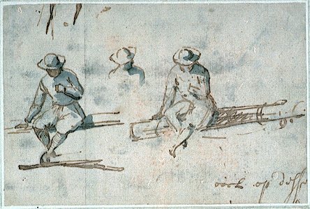 Two men seated on spars RMG PV5355