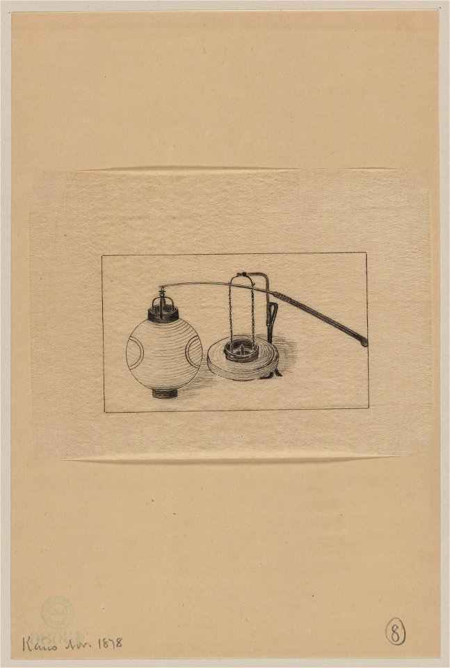 Two views of a paper lantern, full and with the paper collapsed LCCN2009630113