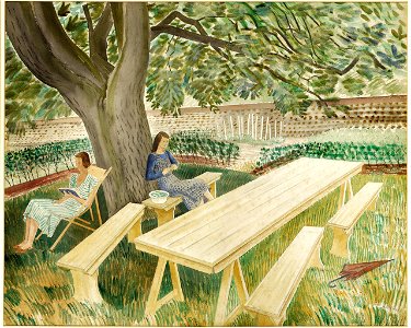 Two Women in a Garden (Ravilious)