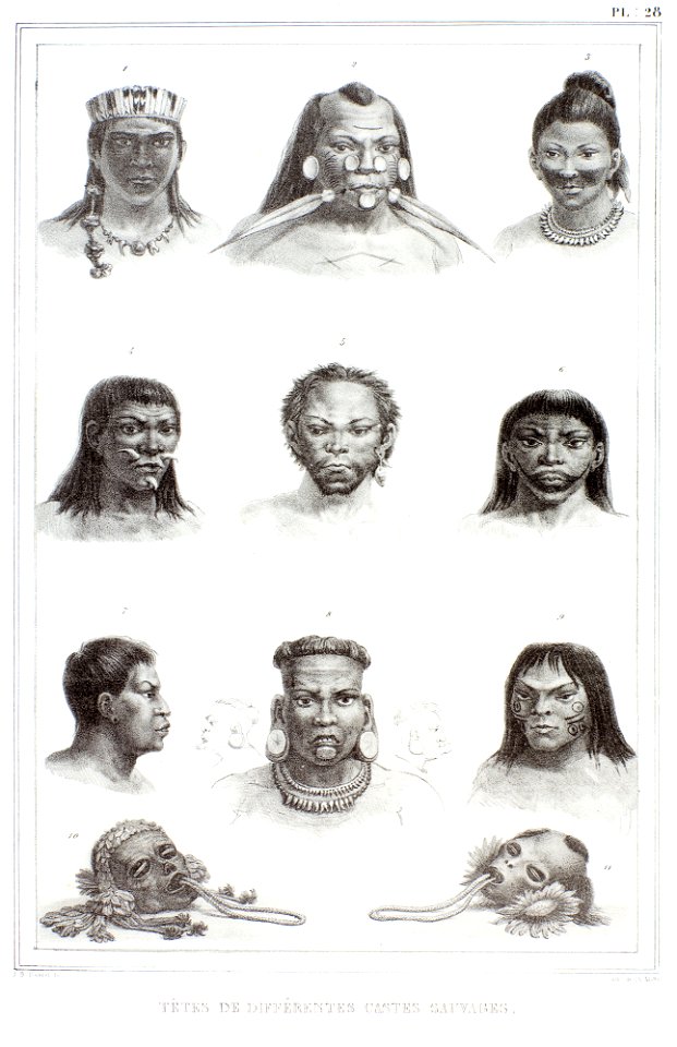 Têtes de differéntes castes sauvages (3), da Coleção Brasiliana Iconográfica
