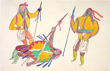 Two men with wounded man (Gokliz sketch)