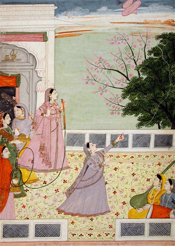 Two women on a terrace, smoking and kite flying (6125123928)