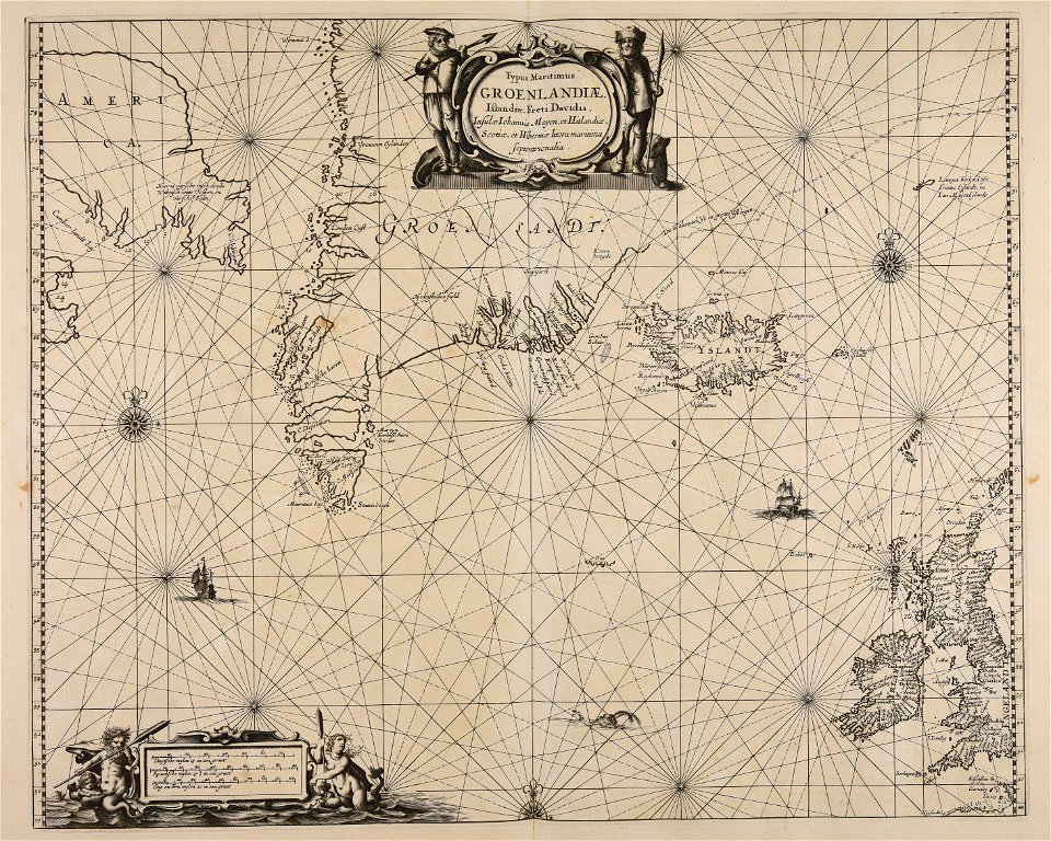 Typus maritimus Groenlandiae, Islandiae, Freti Davidis, Insulae Iohannis Mayen et Hitlandiae,... - CBT 5871214
