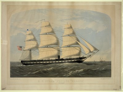 U.S. steam frigate Wabash - from a painting by Wm. N. Maull, U.S.N. ; lith. of Shearman & Hart, 99 Fulton St. N.Y. LCCN2009633814. Free illustration for personal and commercial use.