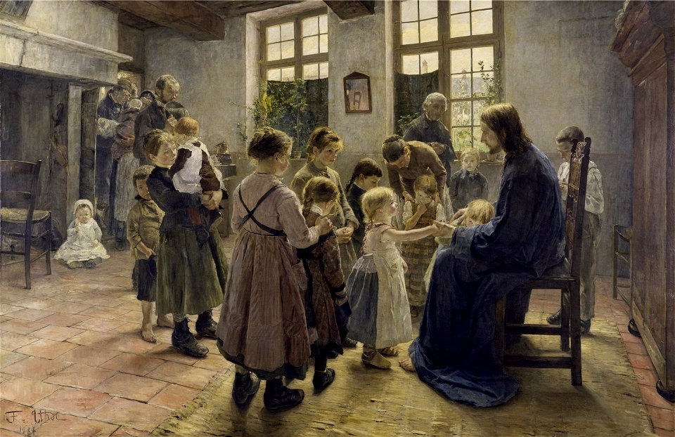 Fritz von Uhde - Lasset die Kinderlein zu mir kommen, 1884 (Leipzig)