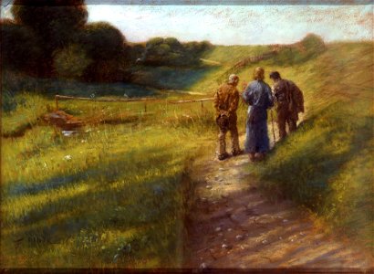 Fritz von Uhde - Der Gang nach Emmaus (1891). Free illustration for personal and commercial use.