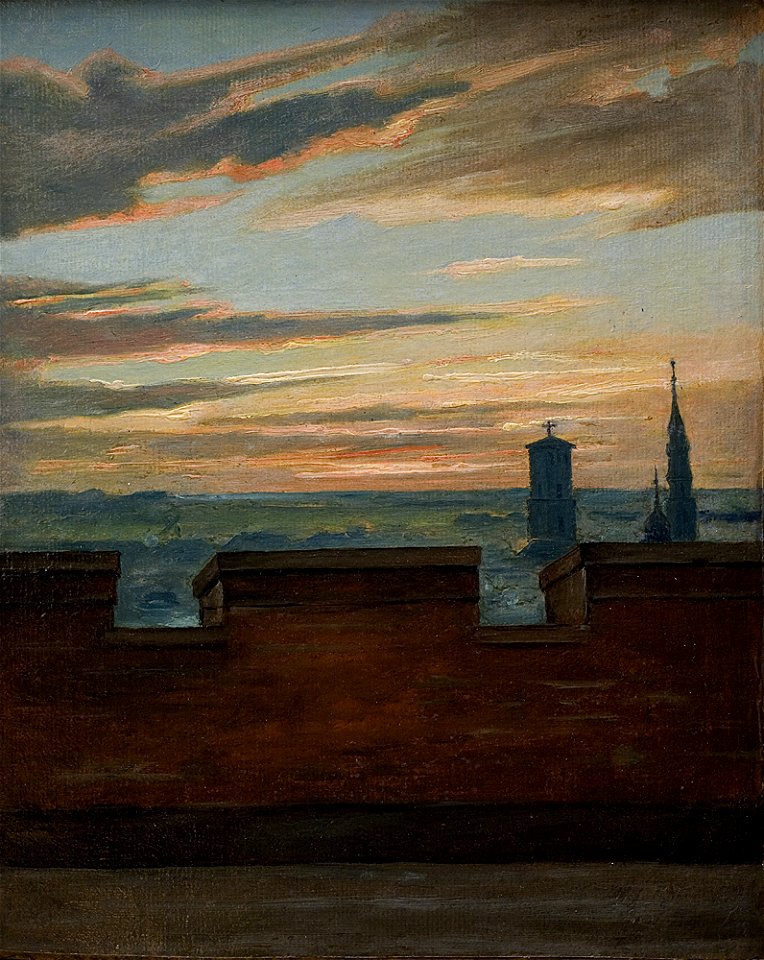 Udsigt over København ved solens nedgang, KMS6374