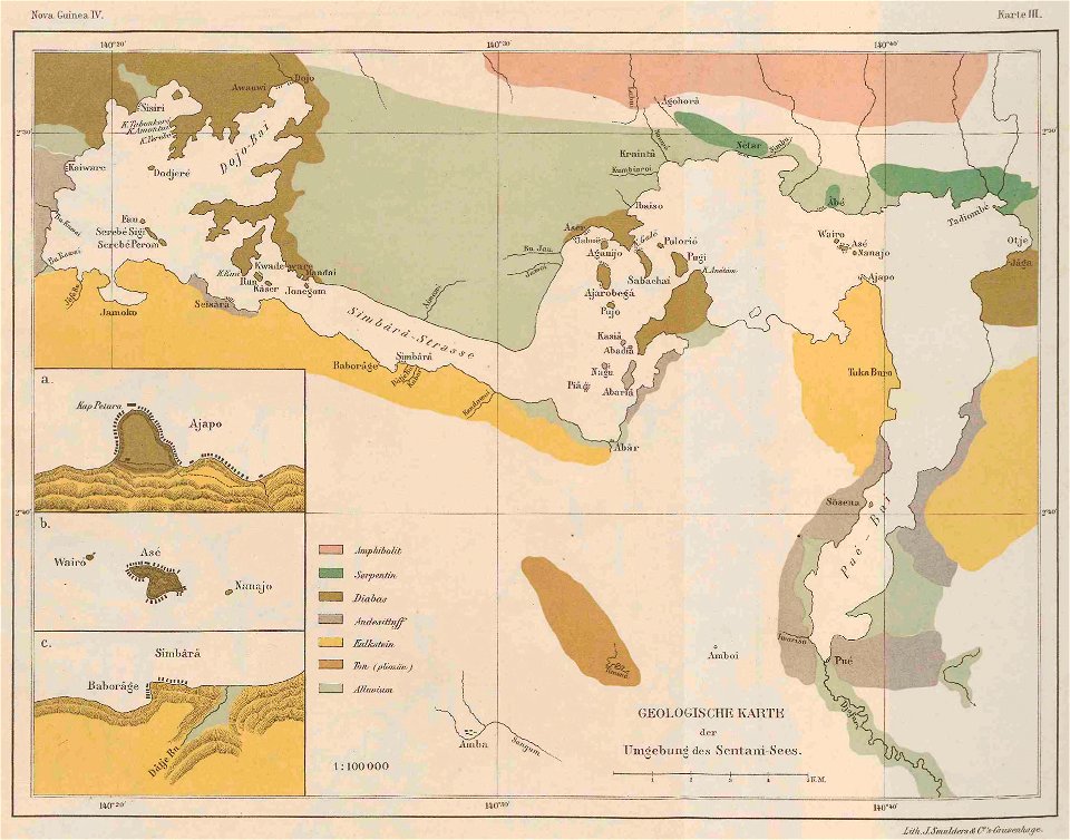 UB Utrecht - Nova Guinea Vol 4 - Karte 3 - Geologische Karte der Umgebung des Sentani-Sees