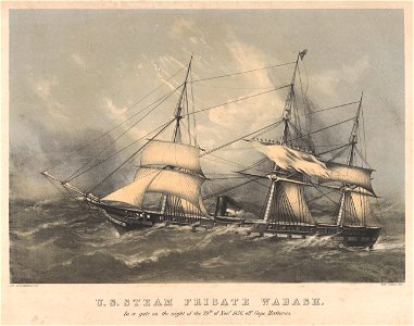 U.S. Steam Frigate Wabash In a gale on the night of the 29th of Novr 1856, off Cape Hatteras RMG PY0964. Free illustration for personal and commercial use.