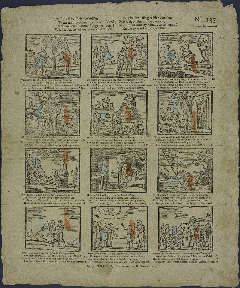 Uit bybelsche geschiedenissen Trekt men veel nut, zy leeren deugd-Catchpenny print-Borms 0865
