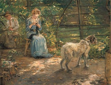 Fritz von Uhde - In der Herbstsonne - 9271 - Bavarian State Painting Collections. Free illustration for personal and commercial use.