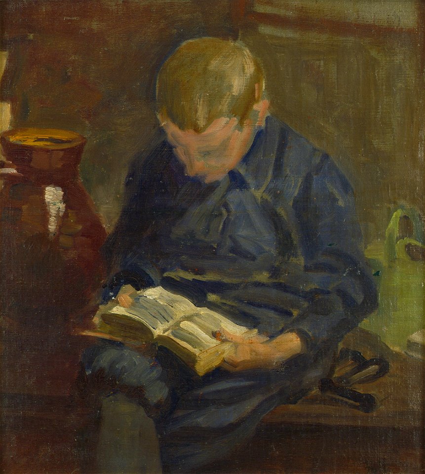 Fritz von Uhde - Studie eines lesenden Knaben (ca.1883)