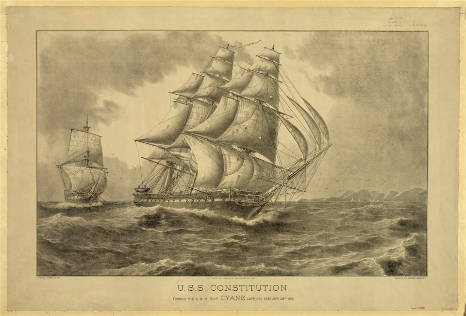 U.S.S. Constitution towing the H.B.M. ship Cyane captured February 28th 1815 LCCN2003681624