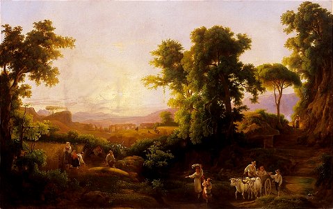 Ujházy Romantic Landscape with Figures