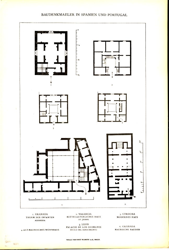 Uhde-Baudenkmäler Spanien-Portugal-Grundrisse spanischer Paläste