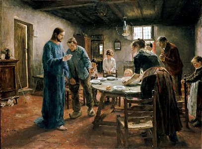The Mealtime Prayer - Fritz von Uhde - Google Cultural Institute. Free illustration for personal and commercial use.
