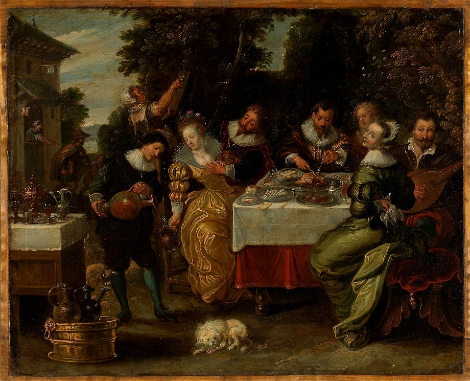 Ukjent kunstner, nederlandsk - A Party outside an Inn - NG.M.00104 - National Museum of Art, Architecture and Design