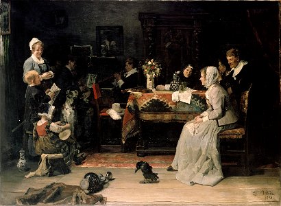 Fritz von Uhde - Familienkonzert (1881). Free illustration for personal and commercial use.