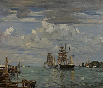 Ulrich Hübner - Hafeneinfahrt von Travemünde. Dreimaster im Schlepp - BG-M 12085-14 - Berlinische Galerie