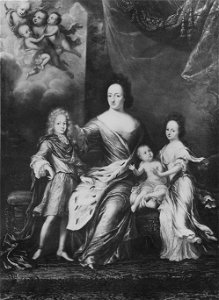 Ulrika Eleonora d.ä.1656-1693, drottning av Sverige med sina barn (David Klöcker Ehrenstrahl) - Nationalmuseum - 15177. Free illustration for personal and commercial use.