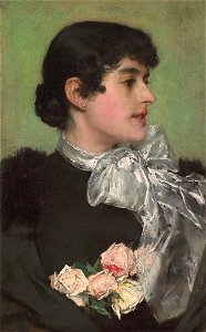 Charles Frederic Ulrich - Portrait of a women with Tea Rose