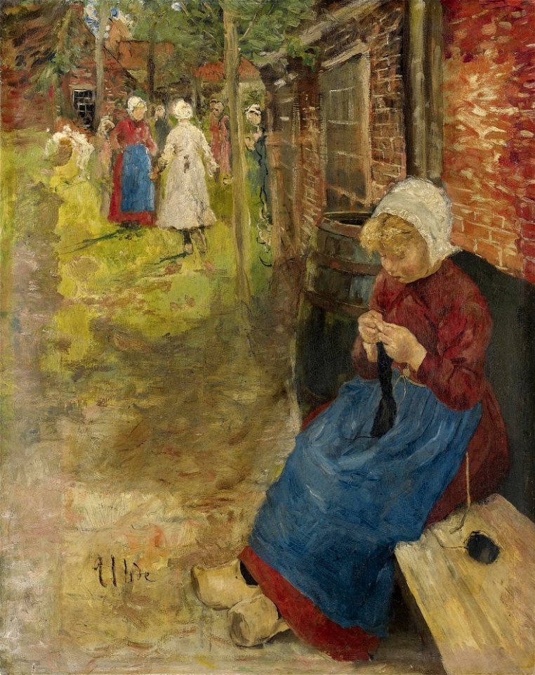 Fritz von Uhde - Strickendes Mädchen