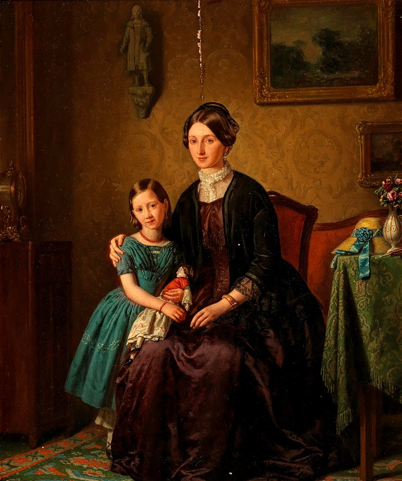 Umlauf (attr) Bildnis einer Mutter mit Tochter und Puppe