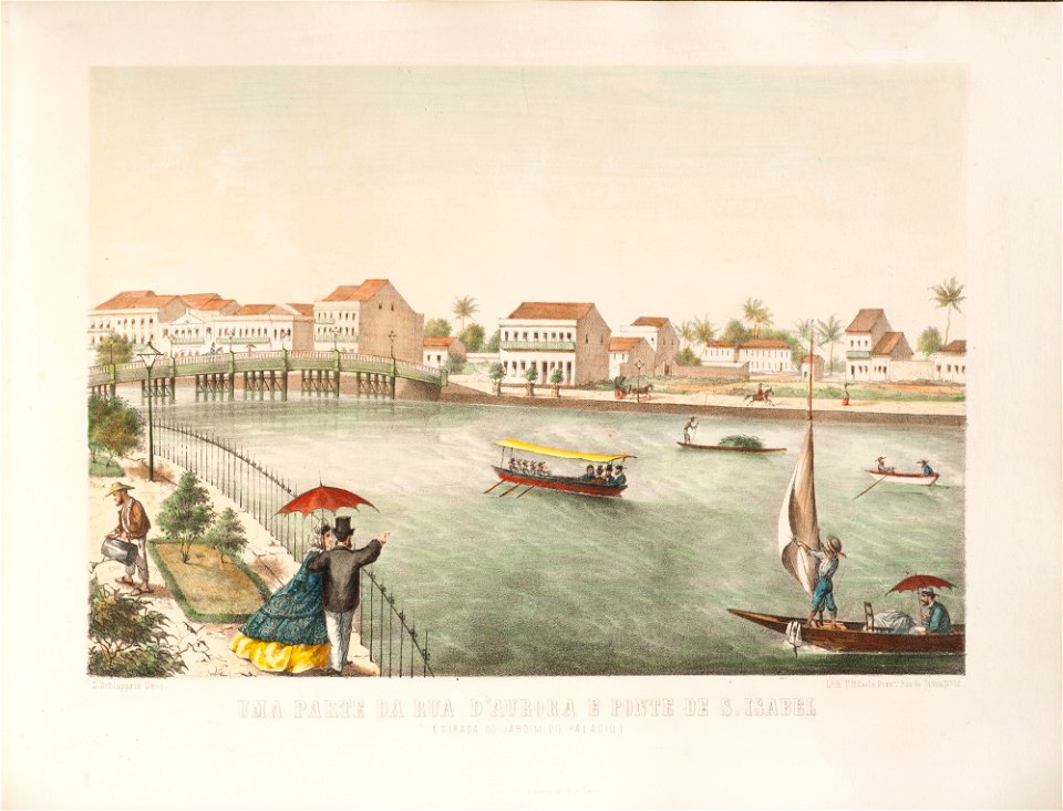 Uma parte da Rua D'Aurora e Ponte de S. Isabel (Tirada do Jardim do Palacio), da Coleção Brasiliana Iconográfica