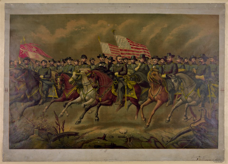 Ulysses S. Grant and his Generals on horseback) - Lith. by E. Boell LCCN93500020