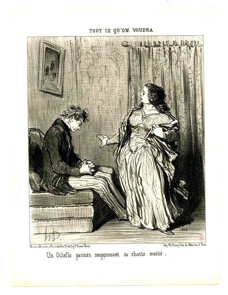Un Othello Parisien soupçonnant sa chaste moitié (A Parisian Othello suspecting his chaste wife) (BM 1918,0511.229)
