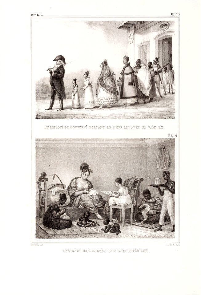 Un employé du gouvernt- sortant de chez lui avec sa famille, da Coleção Brasiliana Iconográfica