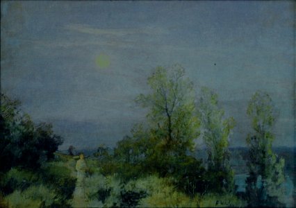 Una Dama a la Luz de la Luna by Félix Resurrección Hidalgo