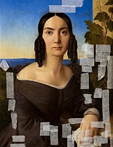 Unbekannt - Damenportrait vor Landschaft - BG-M-SG 5699^92 - Berlinische Galerie